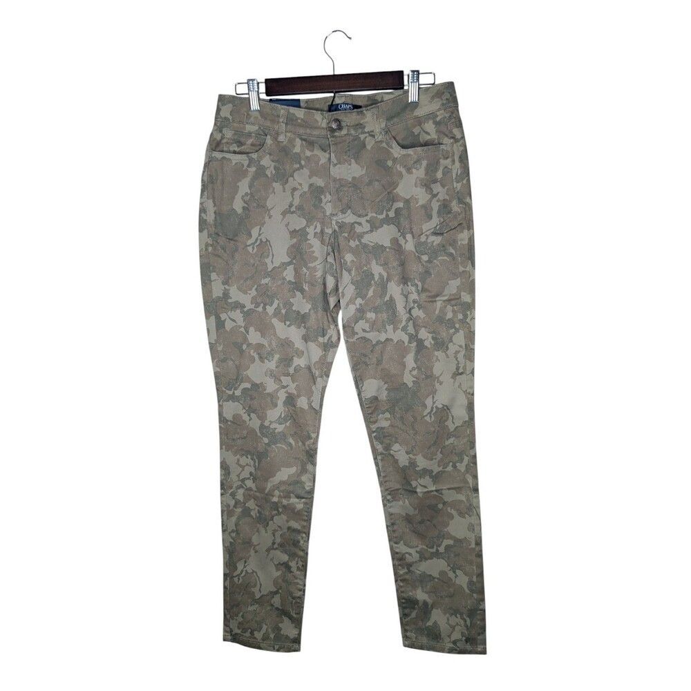 Women’s Chaps Green Camo Pants Slim Fit Size 10 Mid Rise Stretch NWT 29" Inseam